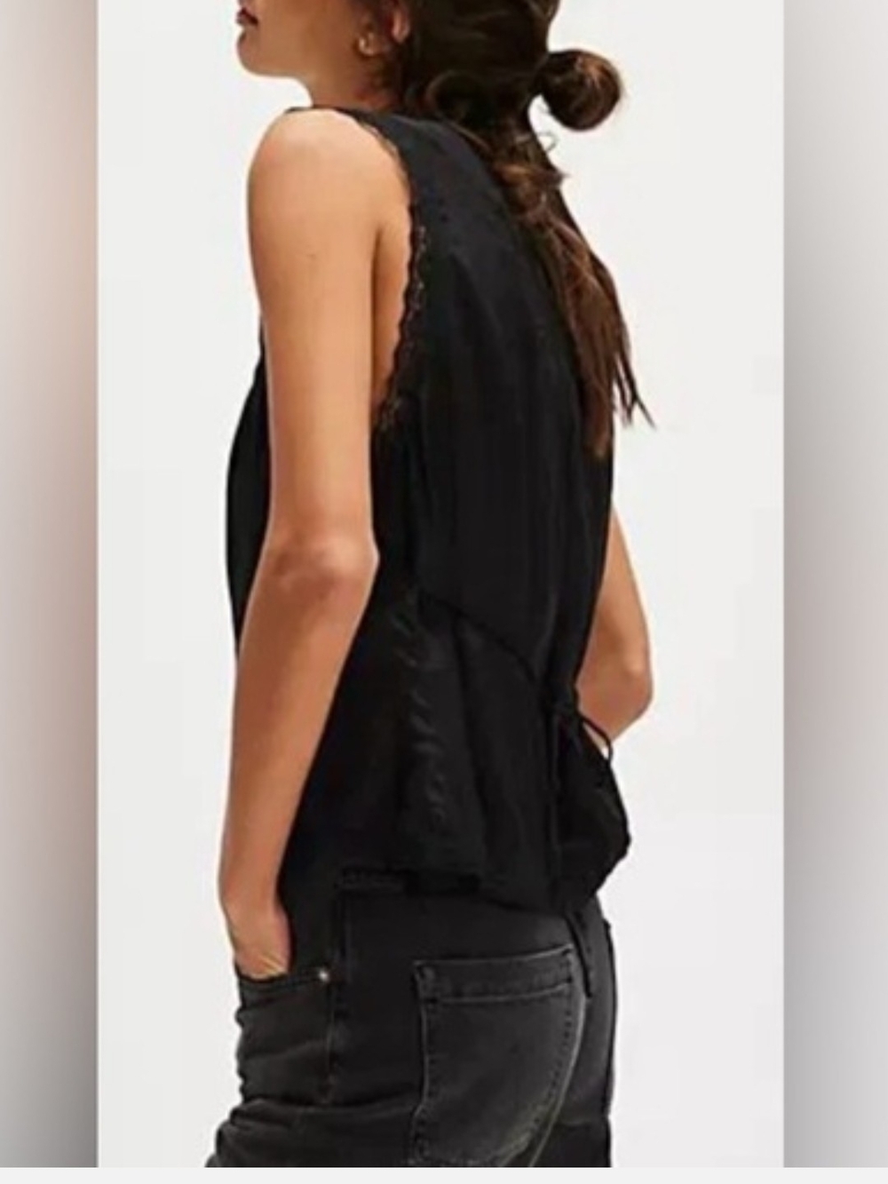 Free People Sleeveless Black Lace Vest